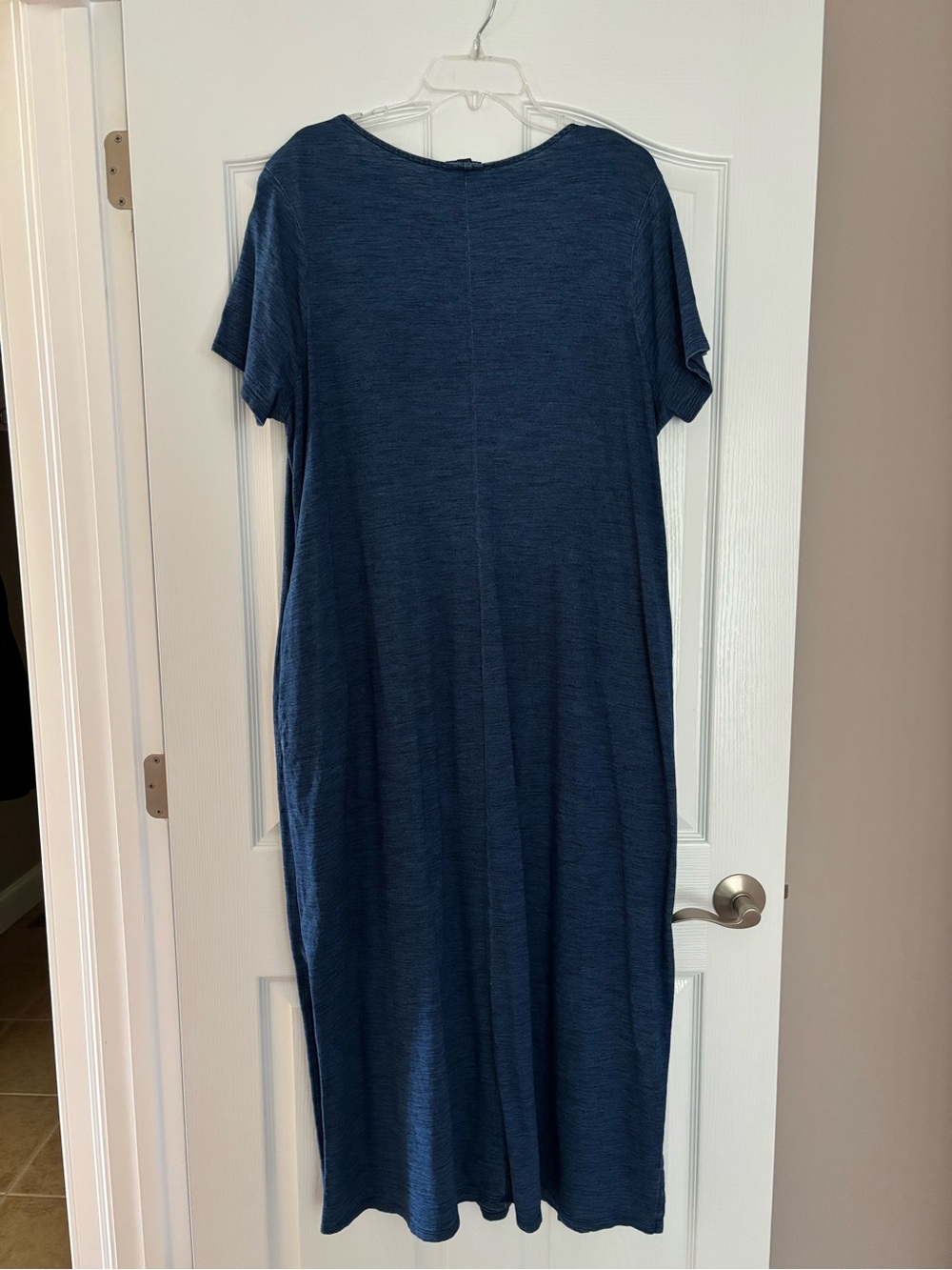 Women's Navy Blue Short-Sleeve Maxi Dress - Picture 6 of 7